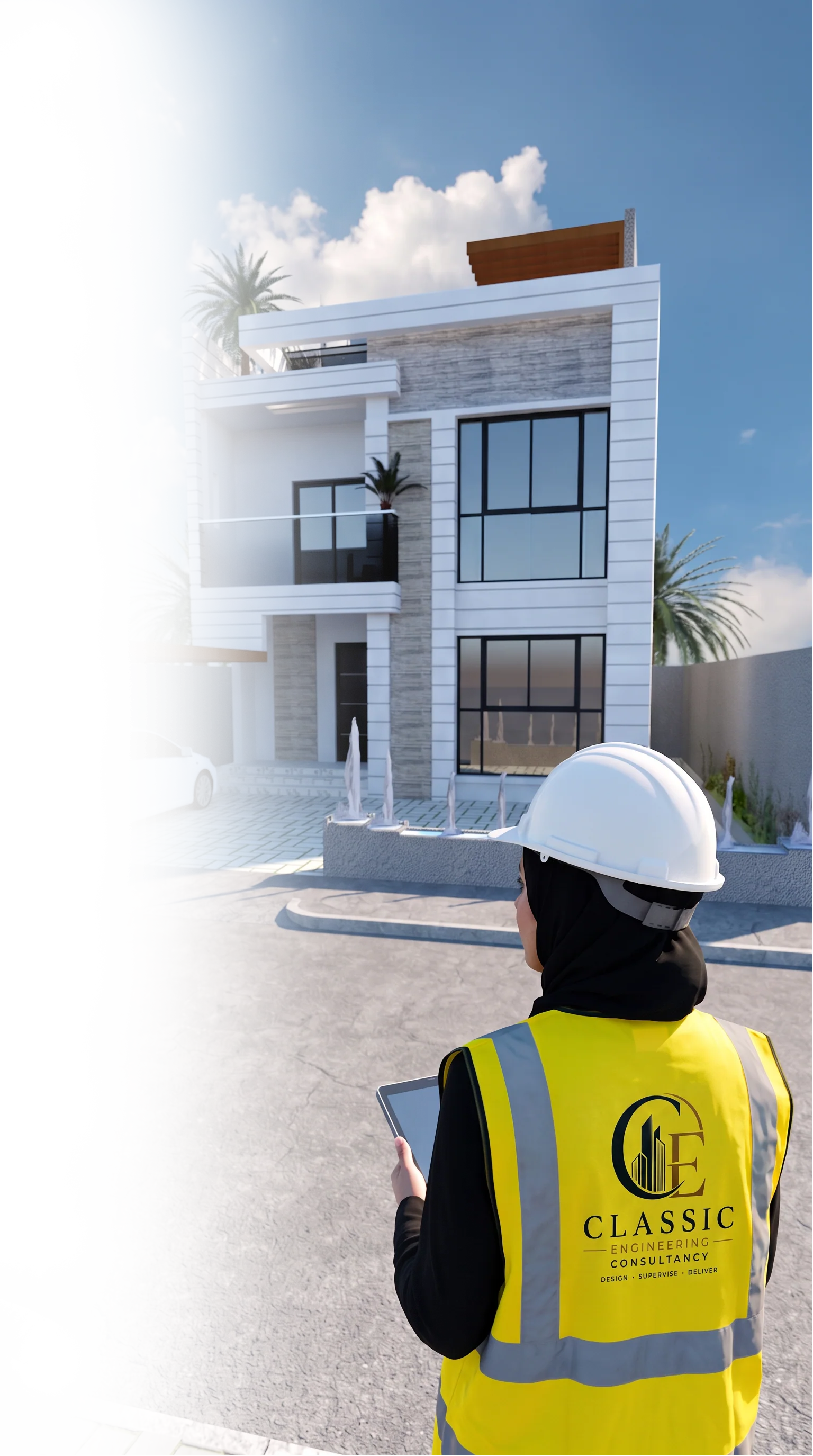 مهندسة من فريق كلاسيك تشرف على أحد المشاريع